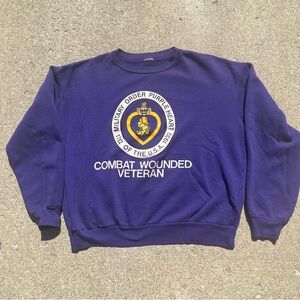 Vintage USA Military Purple Heart Graphic Crewneck Sweatshirt Size Large